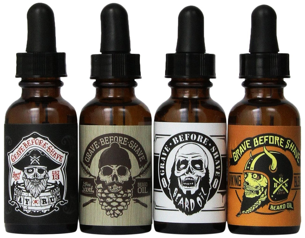 "Ultimate Beard Care: GRAVE before SHAVE™ Beard Oil 4 Pack - Nourish, Tame, and Style Your Beard with Ease!"