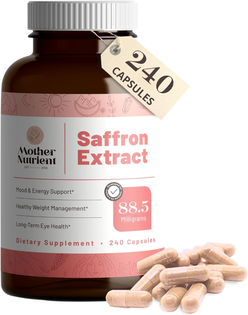Saffron Extract Supplements by Mother Nutrient — Saffron Supplement Capsules for Women and Men — 88.5 Mg of Saffron Extract (Crocus Sativus) — Non-Gmo — 7 Month Supply (240 Capsules)