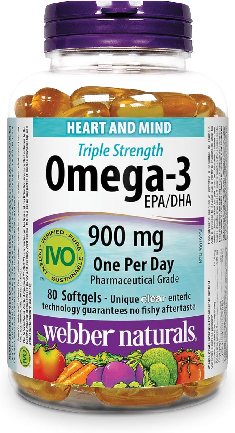 Webber Naturals Triple Strength Omega-3, 900 Mg, 80-Count
