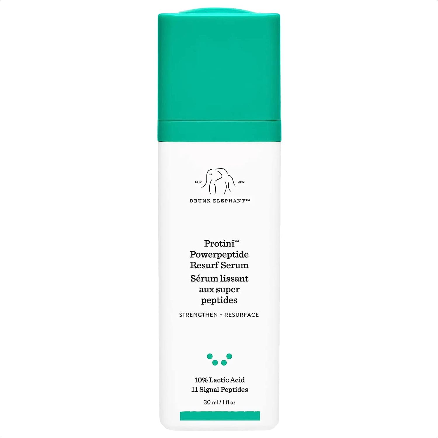 Drunk Elephant Protini Powerpeptide Resurf Serum. Strengthen and Resurface Face Serum with 10% Lactic Acid and 11 Signal Peptides (30 Ml / 1 Fl Oz)