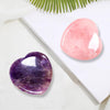 "Love and Harmony: Set of 2 Heart Shaped Healing Crystals - Rose Quartz and Amethyst - Perfect for Stress Relief, Meditation, and Reiki - Ideal Gift for Women"