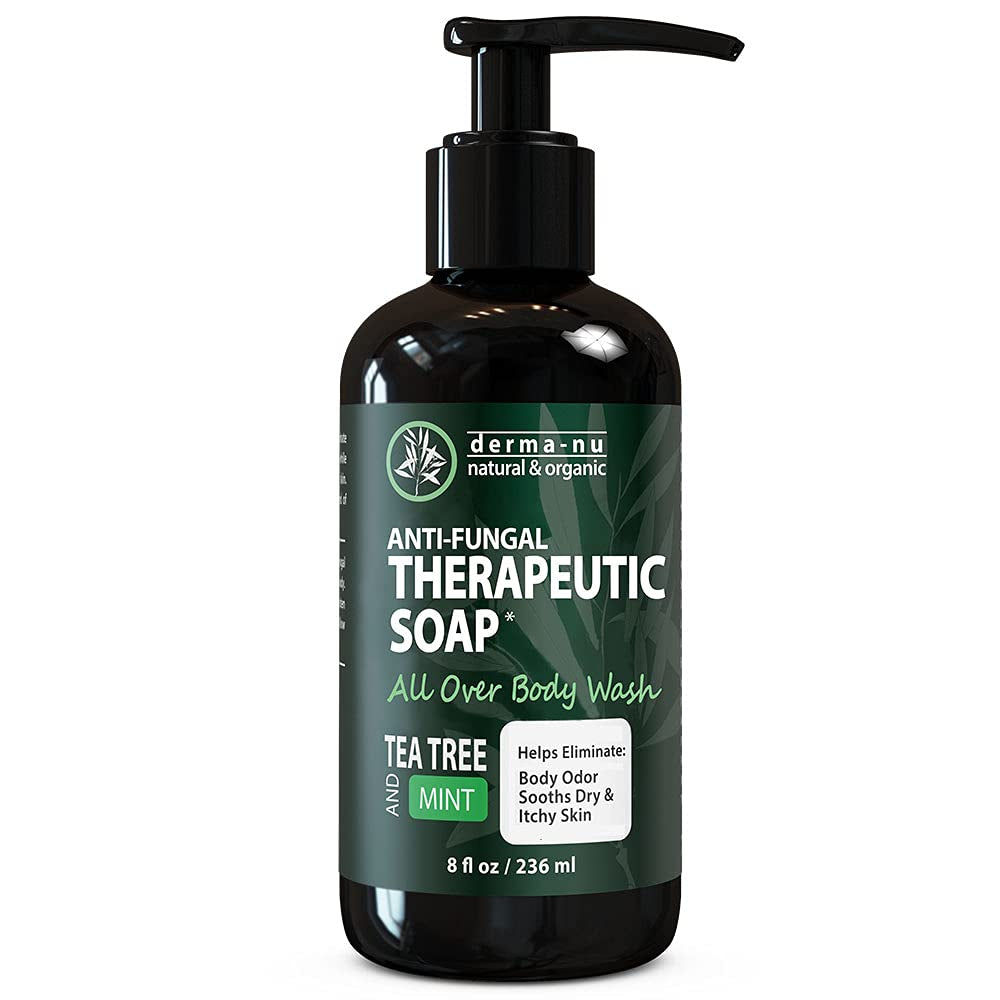 "Ultimate Defense Antifungal Antibacterial Soap & Body Wash - Powerful Natural Treatment with Tea Tree Oil for Athletes Foot, Odor Control, Nail Health, Skin Conditions & Acne - Unisex - 16Oz"