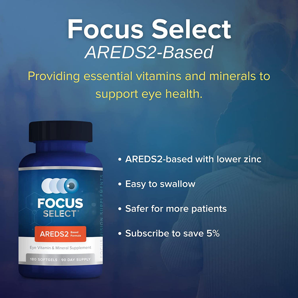 Focus Select® AREDS2 Based Eye Vitamin-Mineral Supplement - AREDS2 Based Supplement for Eyes (60 Ct. 30 Day Supply) - AREDS2 Based Low Zinc Formula - Eye Vision Supplement and Vitamin