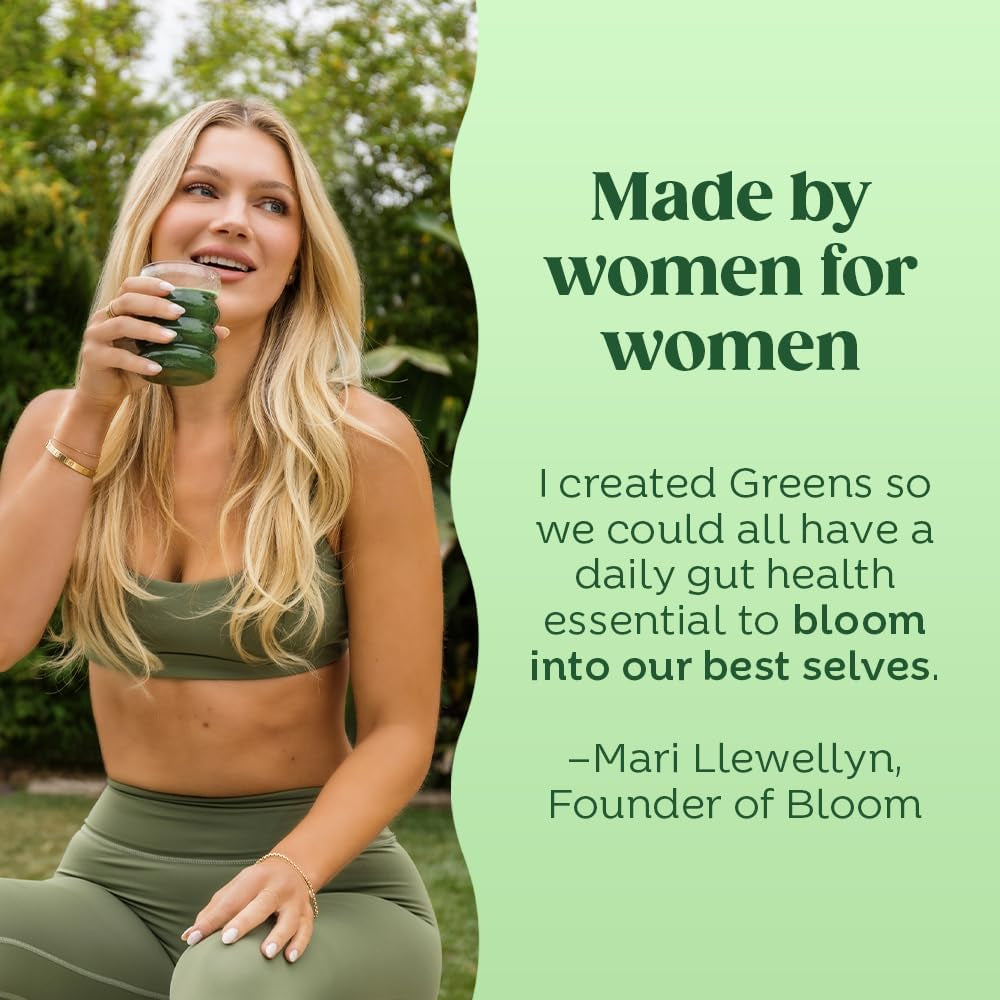 "Bloom Nutrition Super Greens Powder Smoothie and Juice Mix: The Ultimate Digestive Health and Bloating Relief Solution for Women, Enhanced with Probiotics! Includes Coconut + Milk Frother High Powered Hand Mixer for a Creamy and Delicious Blend!"