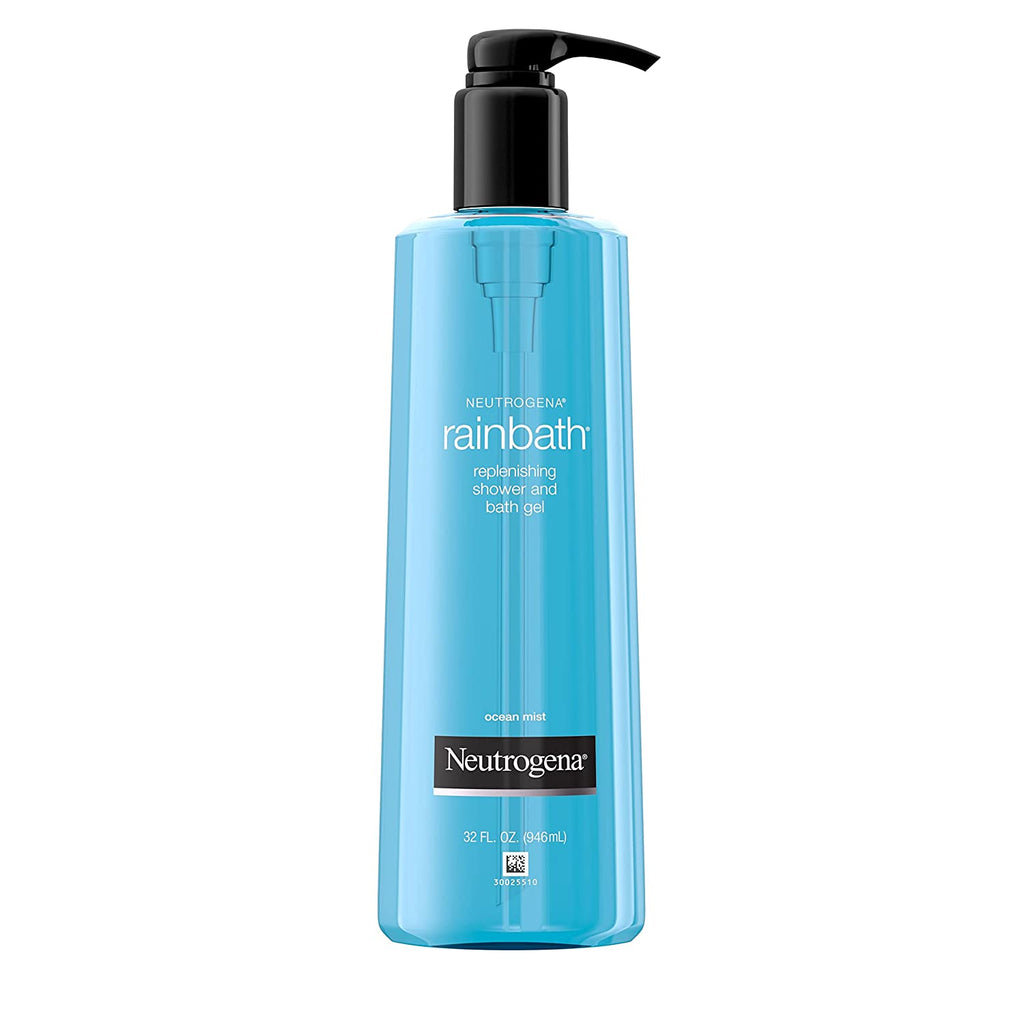 Neutrogena Rainbath Replenishing and Cleansing Shower and Bath Gel, Moisturizing Daily Body Wash Cleanser and Shaving Gel with Clean Rinsing Lather, Ocean Mist Scent, 32 Fl. Oz