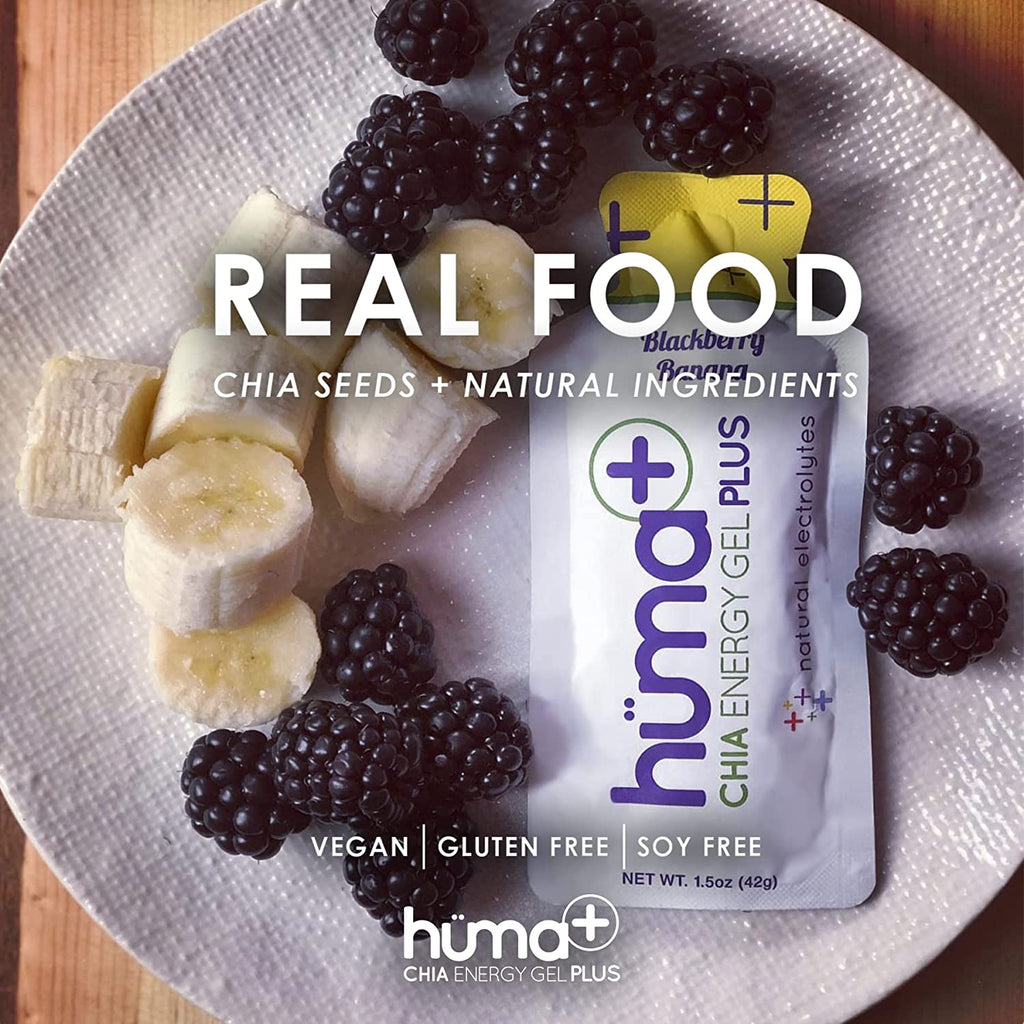 "Boost Your Performance with Huma Plus Chia Energy Gel Variety Pack - Enhanced Electrolytes, Gentle on the Stomach, and Packed with Real Food Energy (Includes 8 Original and 4 Plus Gels)"