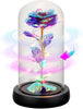 "Enchanting Rotating Rose Gift: Perfect for Birthdays, Christmas, and Anniversaries! Dazzling Light-Up Rose in Glass Dome with Spinning Colorful Artificial Rose - A Beautiful Gift for Her"