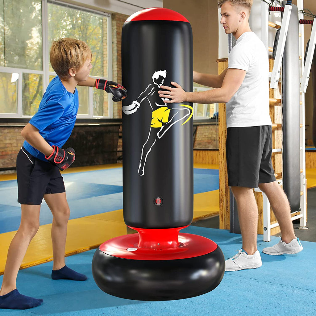 QPAU Larger Stable Punching Bag for Kids, Tall 66 Inch Inflatable Boxing Bag, Gifts for Boys & Girls Age 5-12 for Practicing Karate, Taekwondo, MMA and to Relieve Pent up Energy in Kids and Adults