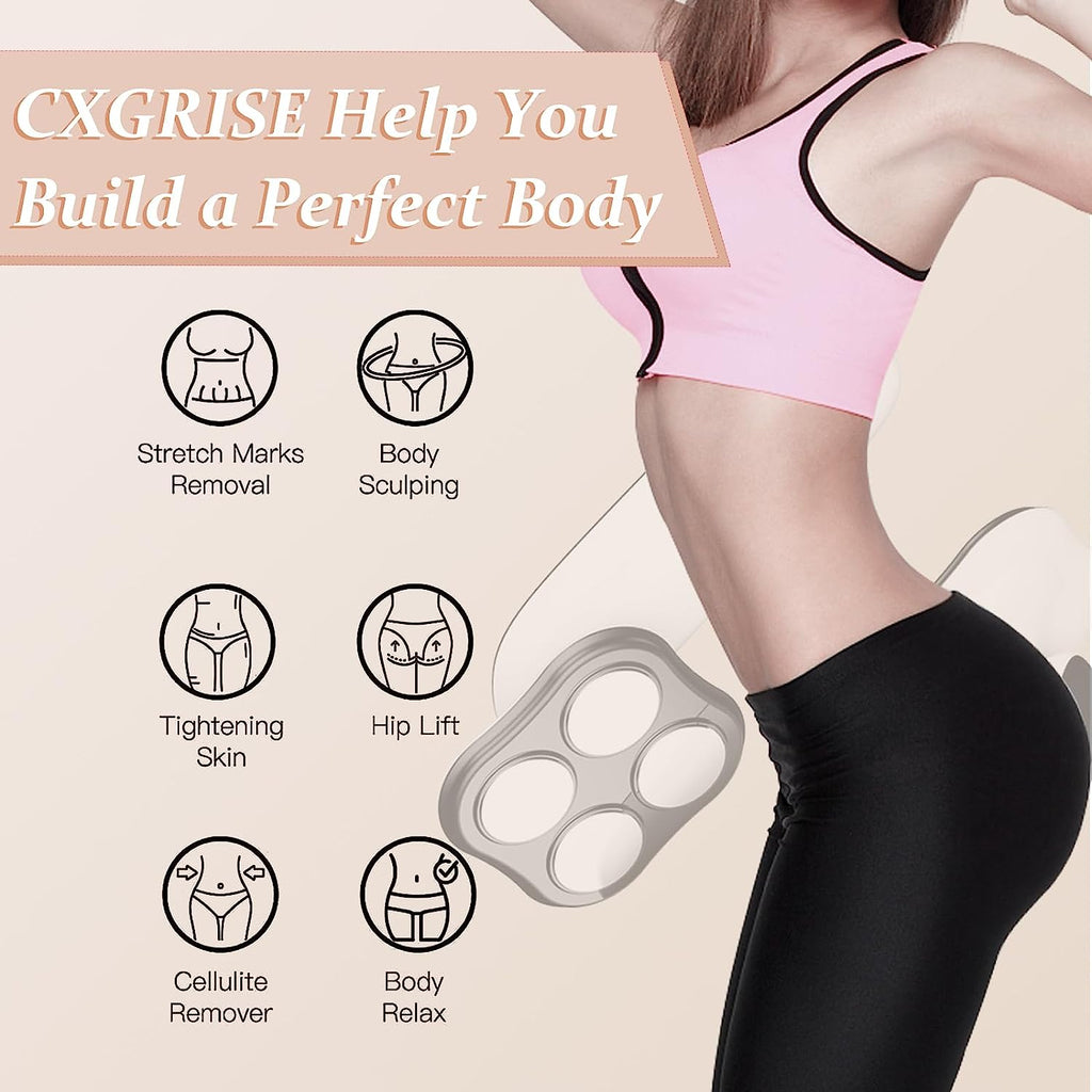 CXGRISE Upgraded Cellulite Massager 4 in 1 Stretch Marks Remover Body Beauty Machine for Belly Thigh Hip Leg (White)