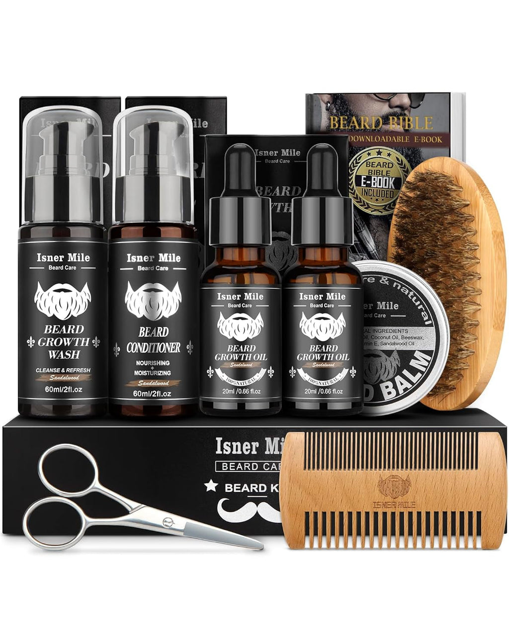 Valentines Day Gifts for Him - Beard Grooming Kit w/Beard Oil Beard Balm  Beard Brush Beard Comb Beard Scissors - Anniversary Birthday Gifts for Men