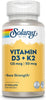 SOLARAY Vitamin D3 + K2, D & K Vitamins for Calcium Absorption and Support for Healthy Cardiovascular System & Arteries, Non-Gmo & No Soy (120 Servings, 120 Vegcaps)
