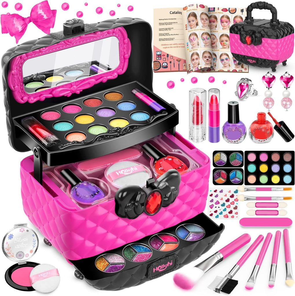 "Ultimate Glamour Kit for Little Divas - 42 Piece Washable Kids Makeup Set with Real Cosmetic Case - Perfect Birthday Gift for Trendy Girls Ages 3-12 (Pink)"