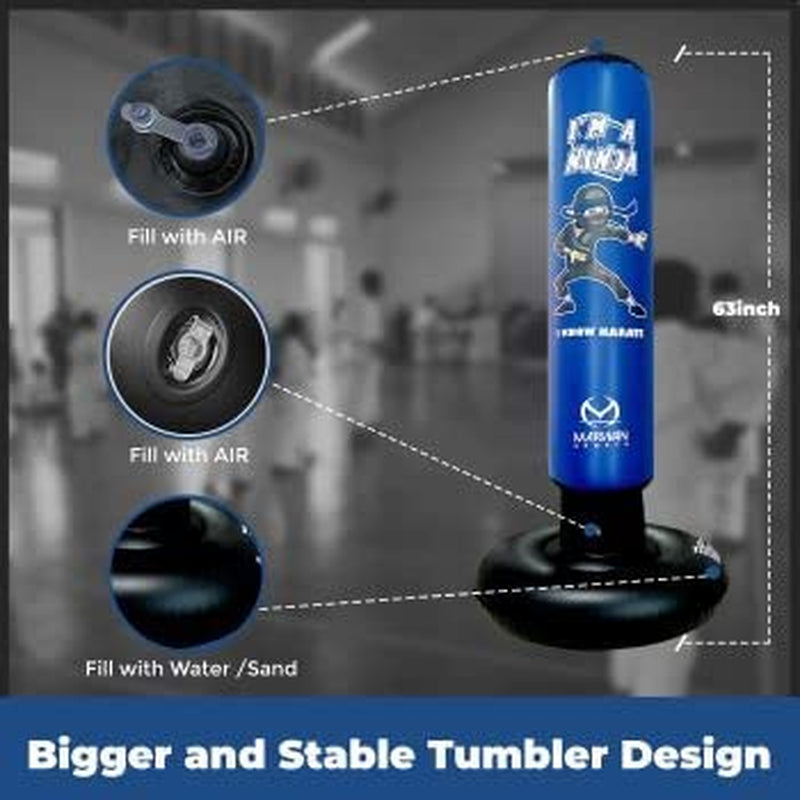 Marwan Sports Kids Punching Bag Toy Set, Inflatable Boxing Bag Toy for Boys Age 3-12, Ninja Toys for Boys, Christmas,Birthday Gifts for Kids 4,5,6,7,8,9,10 Years Old