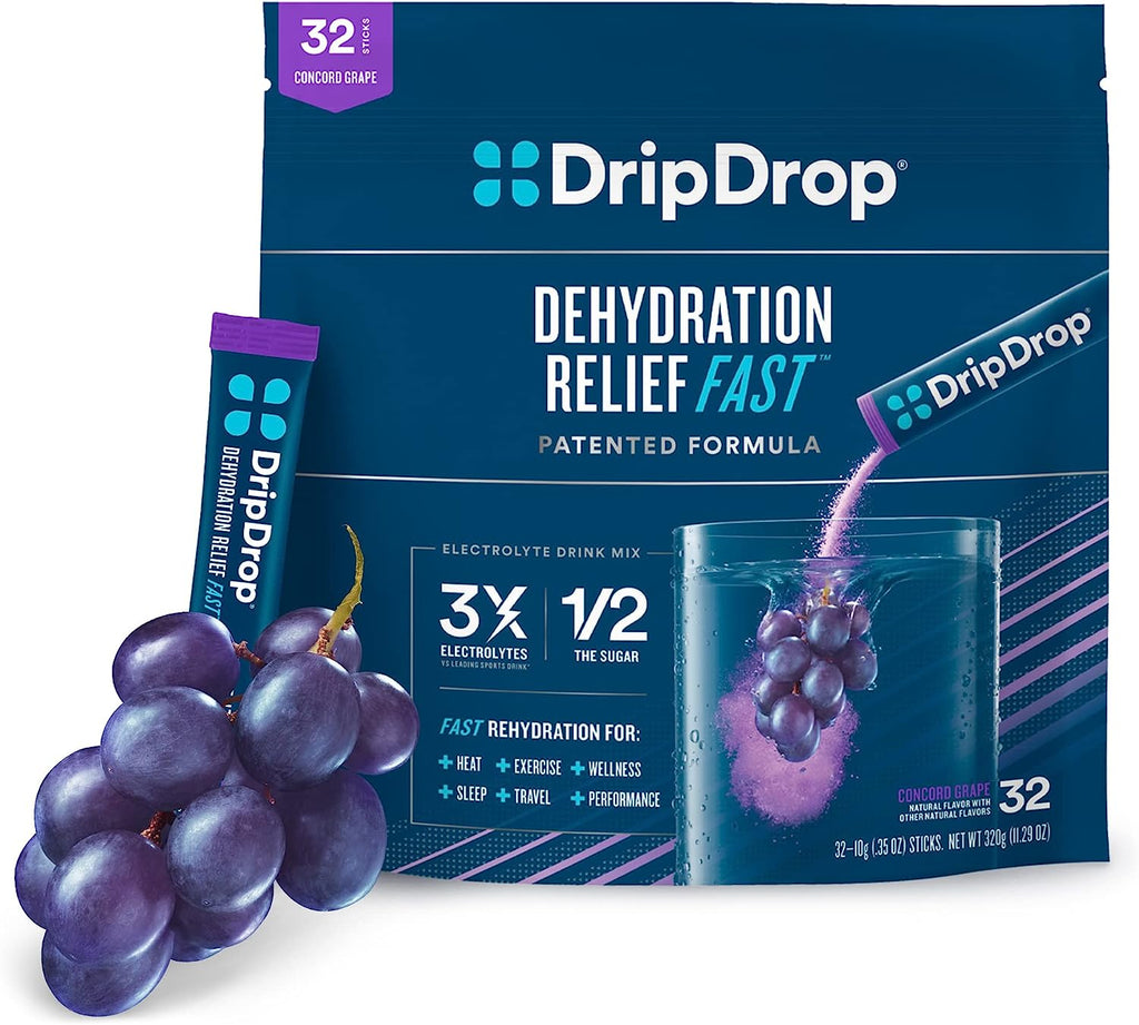 "Dripdrop Hydration - Refreshing Watermelon Electrolyte Powder Packets - Stay Hydrated with 32 Convenient Packs!"