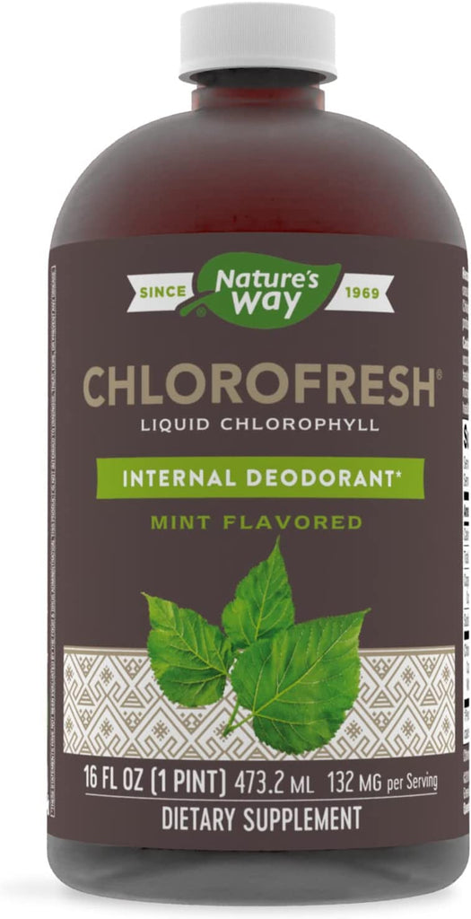 Nature'S Way Chlorofresh, Liquid Chlorophyll Concentrate, Internal Deodorant*, Supports Detoxification Pathways*, Mint Flavored, 16 Fl. Oz