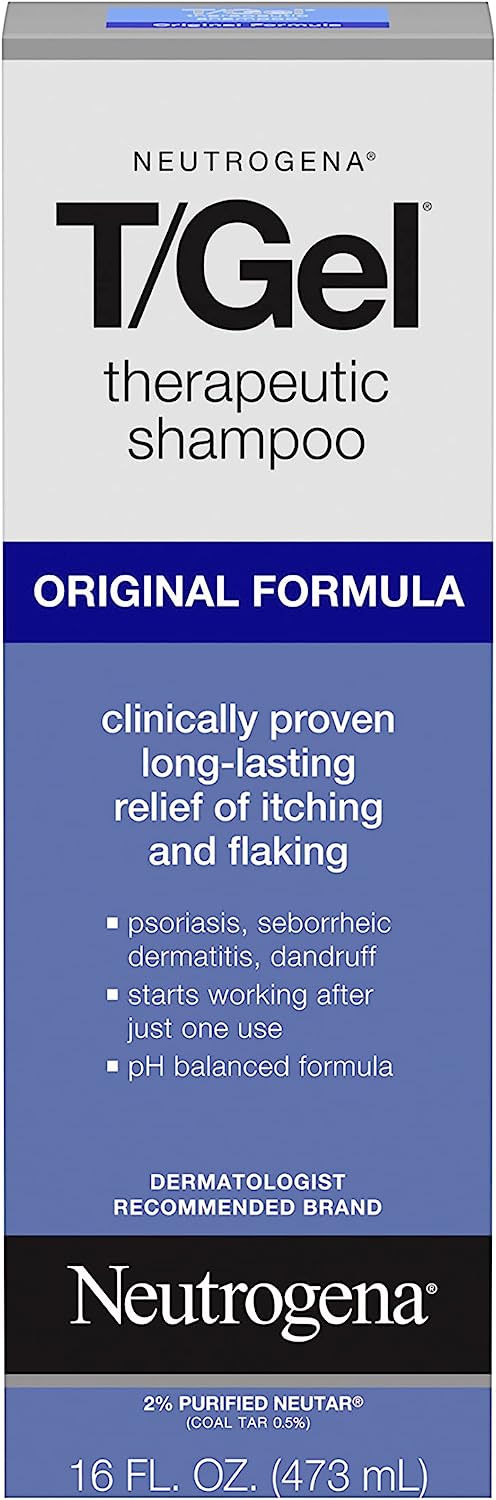 Neutrogena T/Gel Therapeutic Shampoo Original Formula, Anti-Dandruff Treatment for Long-Lasting Relief of Itching and Flaking Scalp as a Result of Psoriasis and Seborrheic Dermatitis, 16 Fl Oz
