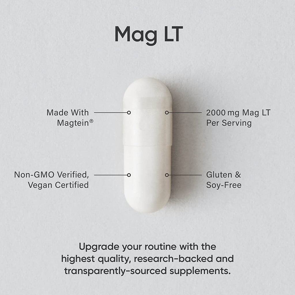 Sports Research Magtein Magnesium L-Threonate Capsules - Magnesium Supplement for Memory, Focus & Cognition - Magnesium L Threonate Supports Brain Health, Sleep & Mood - 2000Mg, 90 Capsules for Adults