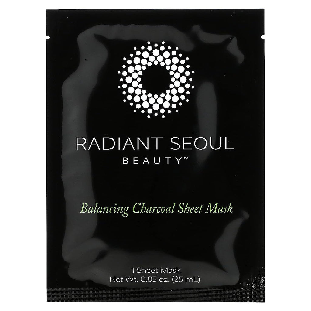Balancing Charcoal Beauty Sheet Masks, 5 Sheet Masks, 0.85 Oz (25 Ml) Each, Radiant Seoul