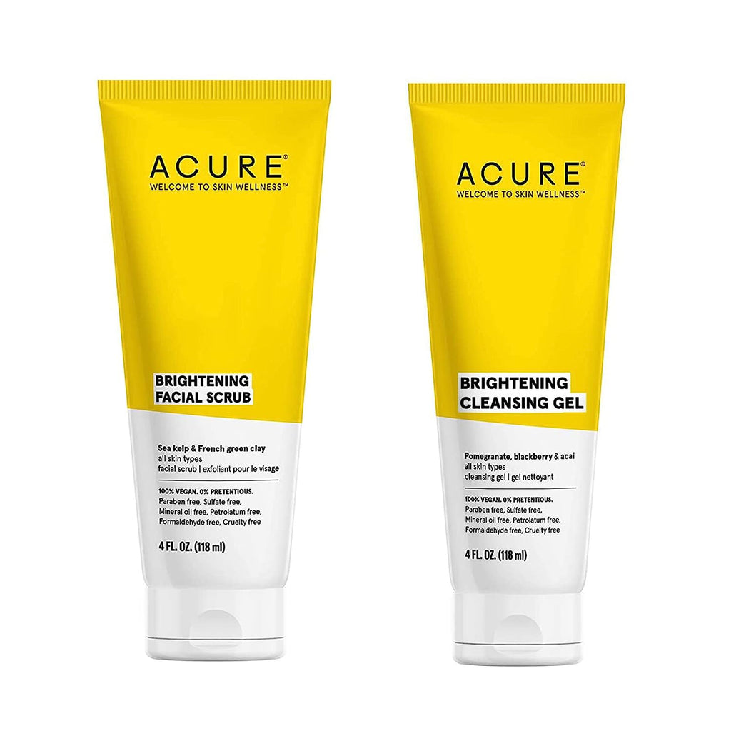 Acure Brightening Facial Scrub - 4 Fl Oz - All Skin Types, Sea Kelp & French Green Clay - Softens, Detoxifies and Cleanses