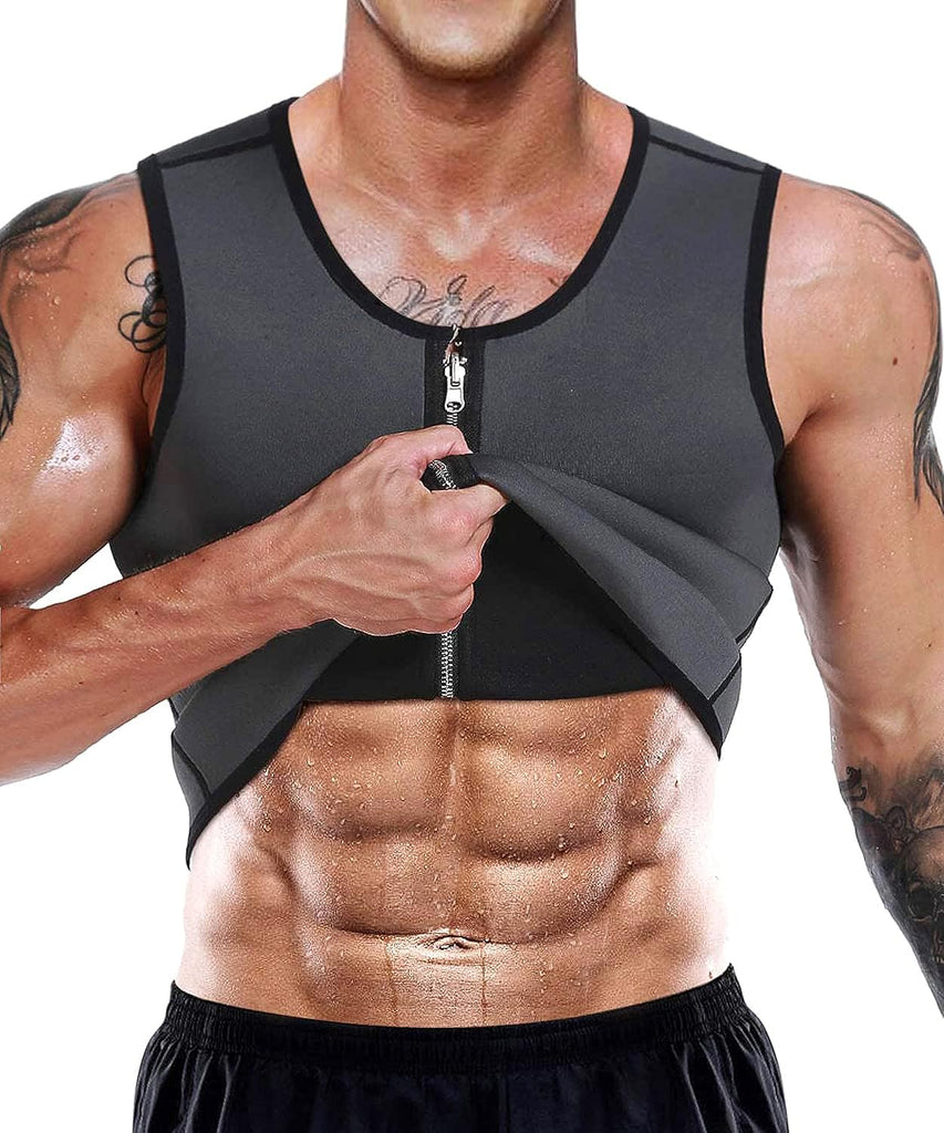 Nonecho Men Sauna Vest Hot Sweat Waist Trainer Corset Neoprene Tank Top Shapewear Slimming Shirt Workout Suit
