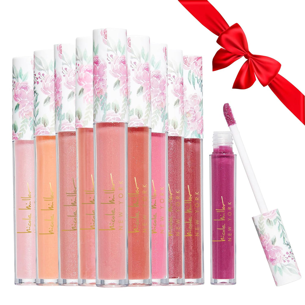 "Shimmering Beauty: Nicole Miller 10 Pc Lip Gloss Collection - Vibrant and Long-Lasting Colors for Women and Girls (Green)"