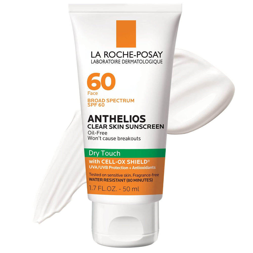 La Roche-Posay Anthelios Clear Skin Dry Touch Sunscreen SPF 60, Oil Free Face Sunscreen for Acne Prone Skin, Won'T Cause Breakouts, Non-Greasy, Oxybenzone Free - Free & Fast Delivery