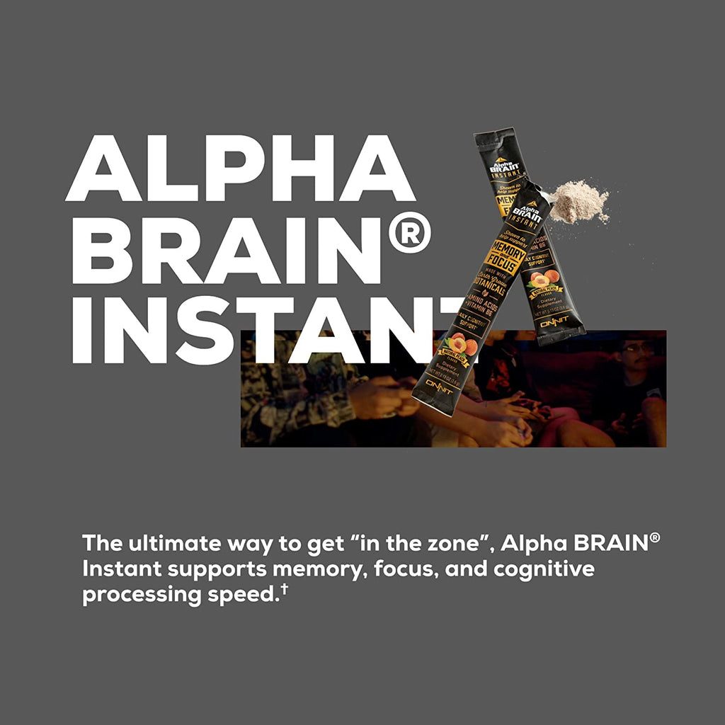 ONNIT Alpha Brain Instant - Ruby Grapefruit Flavor - Nootropic Brain Booster Memory Supplement - Brain Support for Focus, Energy & Clarity - Alpha GPC Choline, Cats Claw, L-Theanine, Bacopa - 30Ct