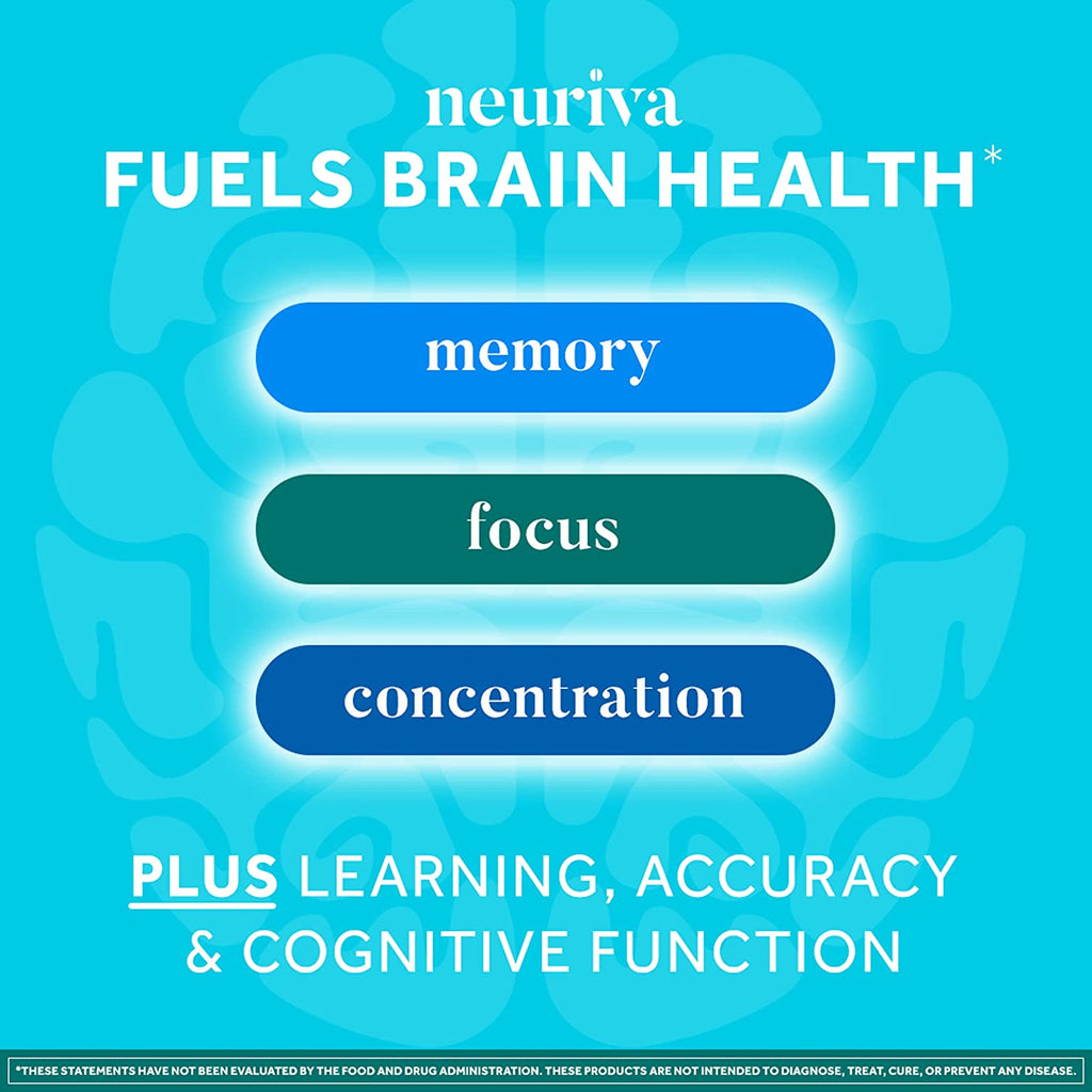 NEURIVA plus Brain Supplement for Memory, Focus & Concentration + Cognitive Function with Vitamins B6 & B12 and Clinically Tested Nootropics Phosphatidylserine and Neurofactor, 30Ct Capsules