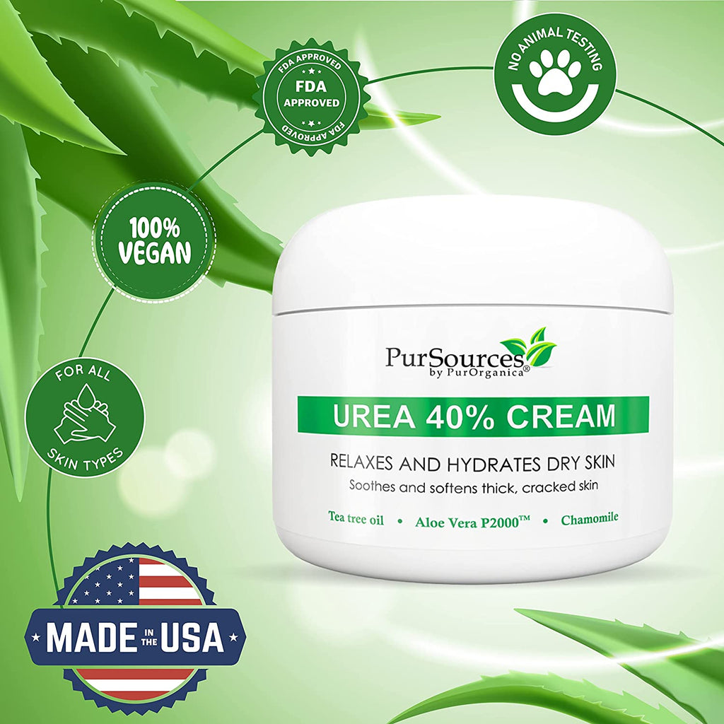 "Revitalize and Renew Your Feet with Purorganica Urea 40% Foot Cream - Made in USA - Say Goodbye to Corns, Calluses, and Dead Skin - Ultimate Moisturizer and Rehydrater for Thick, Cracked, Rough, and Dry Skin - Perfect for Feet, Elbows, and Hands"