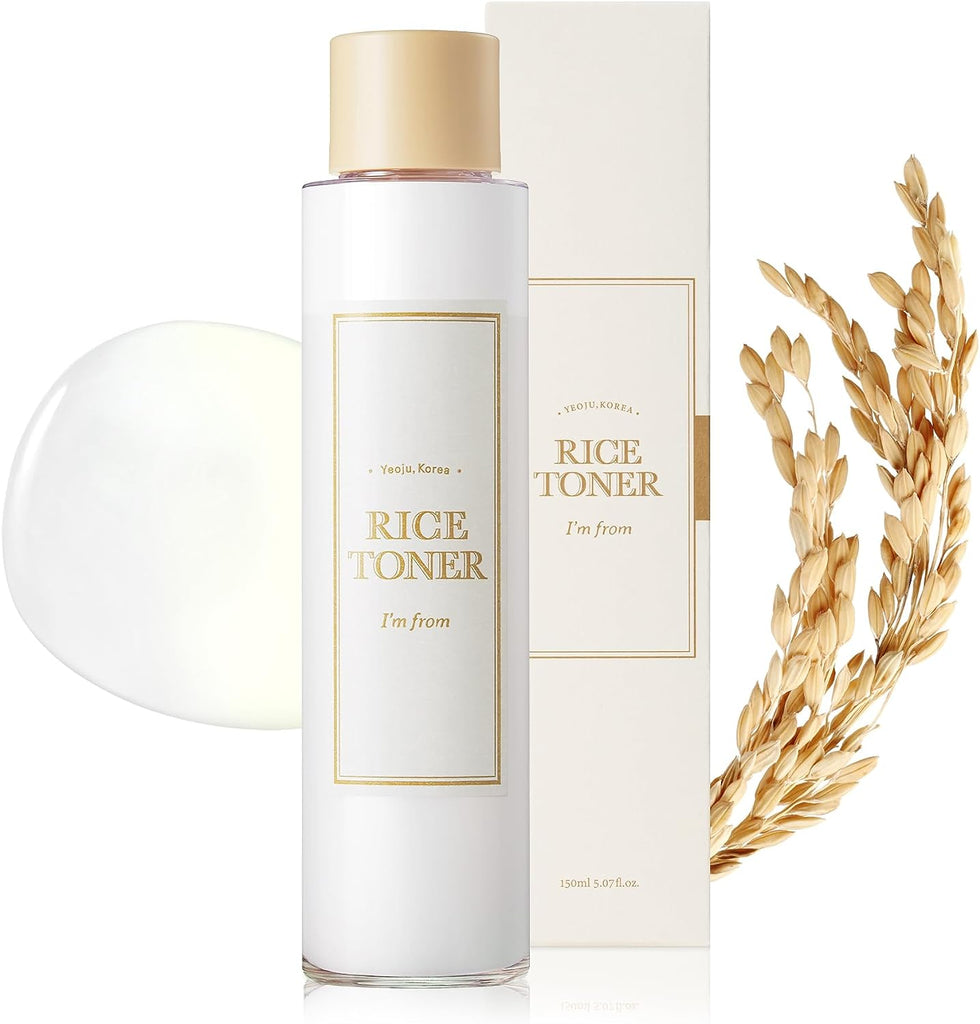 I'M from Rice Toner, 77.78% Rice Extract from Korea, Glow Essence with Niacinamide, Hydrating for Dry Skin, Vegan, Alcohol Free, Fragrance Free, Peta Approved, K Beauty Toner, 5.07 Fl Oz