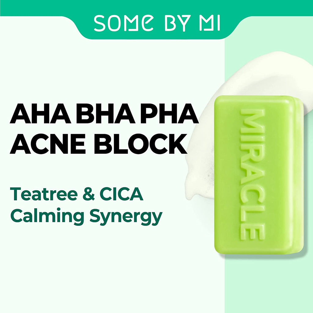 SOME by MI AHA BHA PHA 30 Days Miracle Cleansing Bar - 3.73Oz, 106G - Mild Exfoliating Body Cleansing Soap - Moisturizing Effect, Pore and Sebum Care for Sensitive Skin - Body Skin Care - Free & Fast Delivery - Free & Fast Delivery