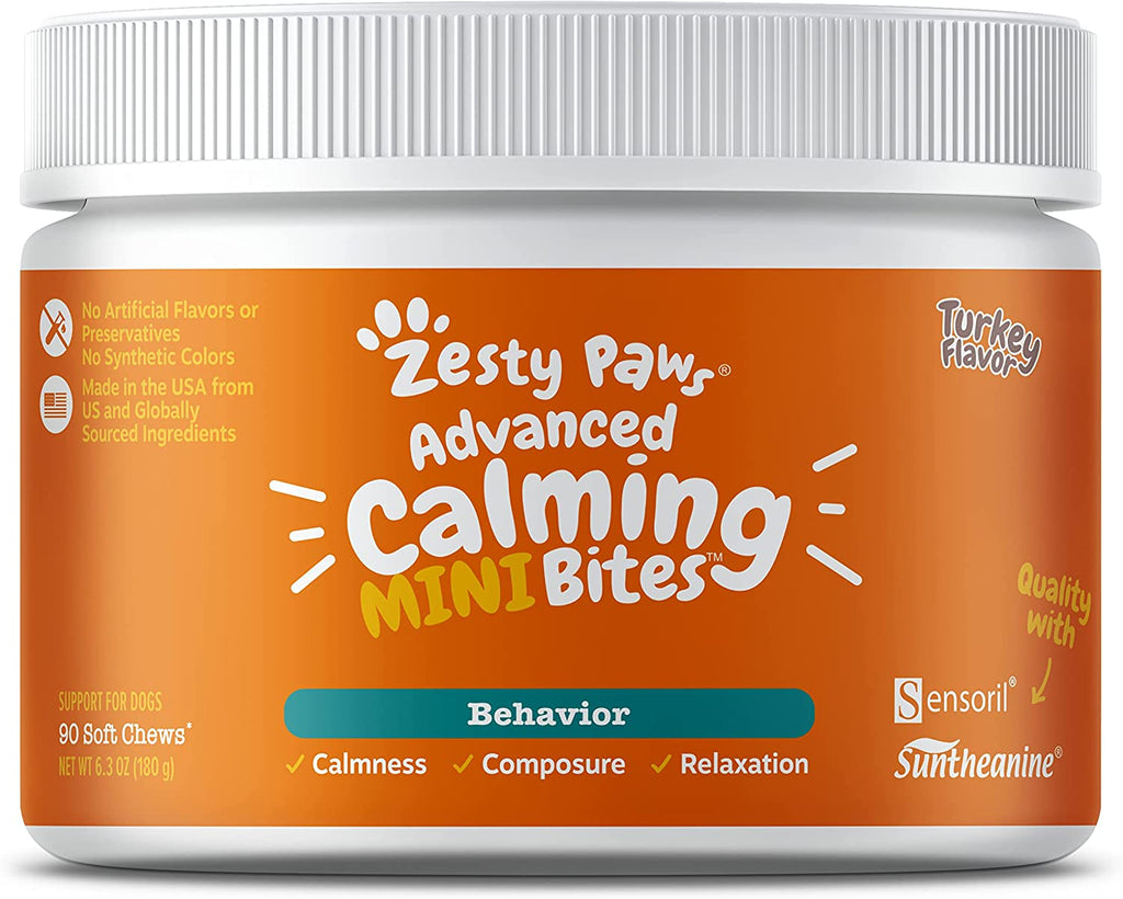 Zesty Paws Dog Calming Bites - Stress Relief Support Supplement Helps to Calm Anxiety Barking Separation and Travel Issues