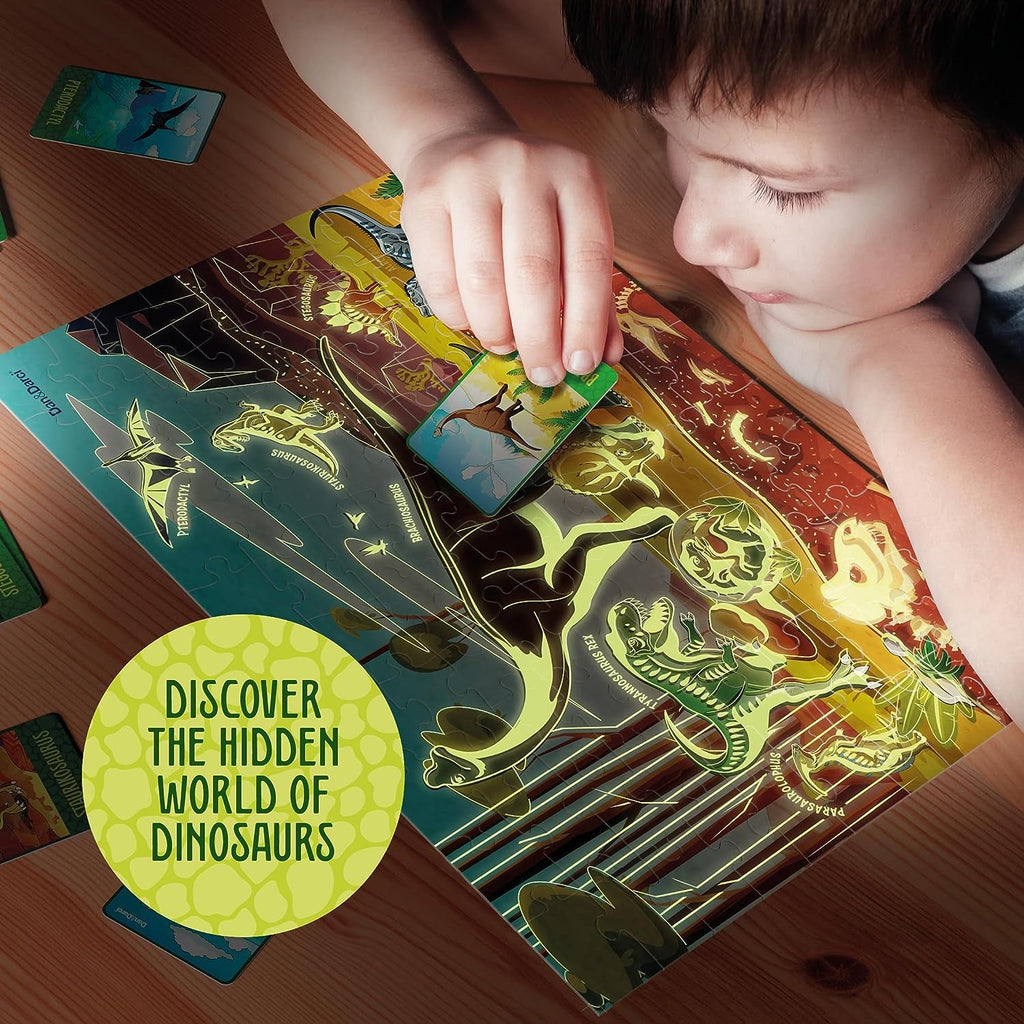 "Magical Glow in the Dark Dinosaur Puzzle - Exciting Jigsaw Toy for Adventurous Boys and Girls - Perfect Christmas or Birthday Gift for Curious Kids Ages 3-8 - Unleash the Prehistoric Fun!"