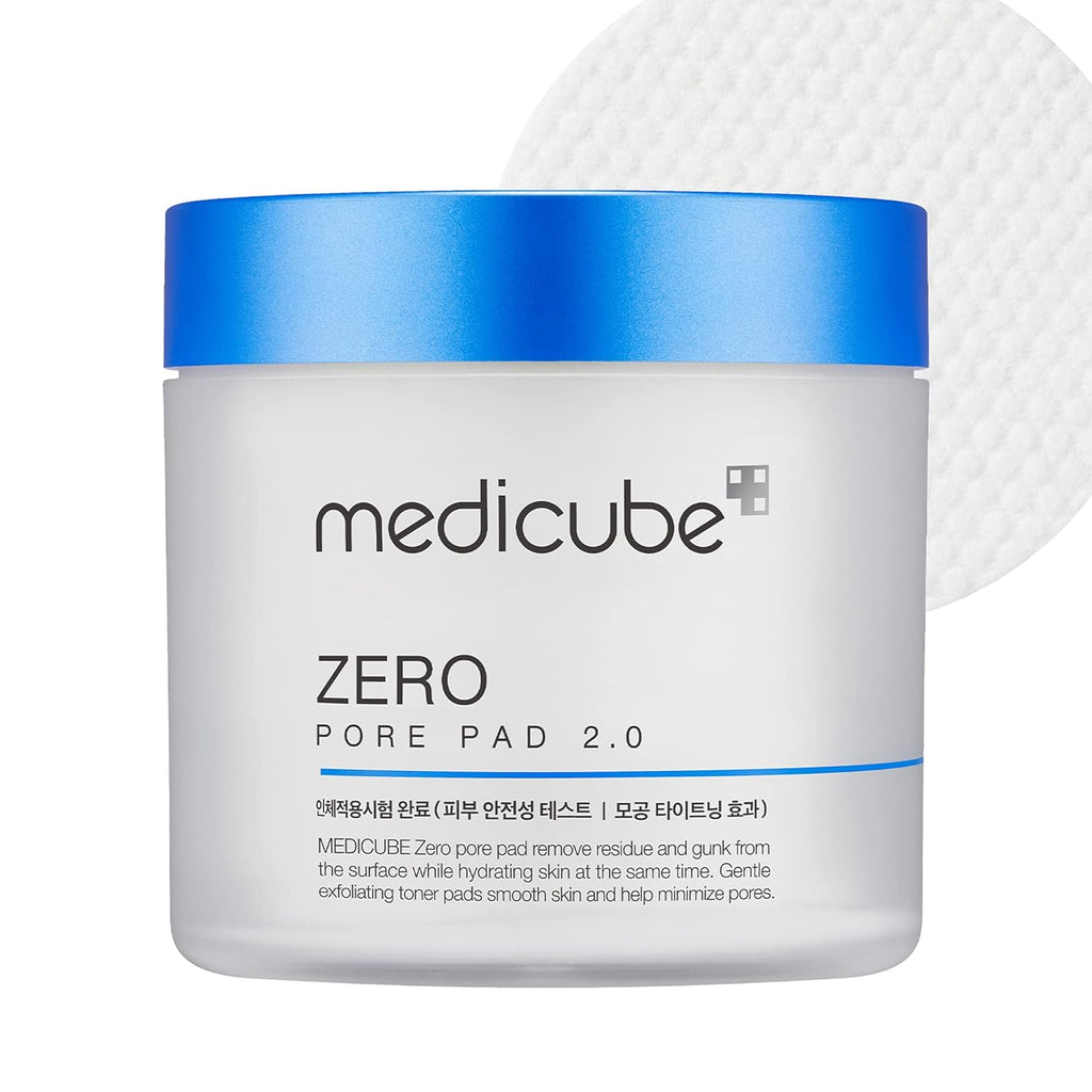 Medicube Zero Pore Pads 2.0 - Dual-Textured Facial Toner Pads for Exfoliation and Minimizing Pores with 4.5% AHA Lactic Acid & 0.45% BHA Salicylic Acid - Ideal for All Skin Types - Korean Skin Care