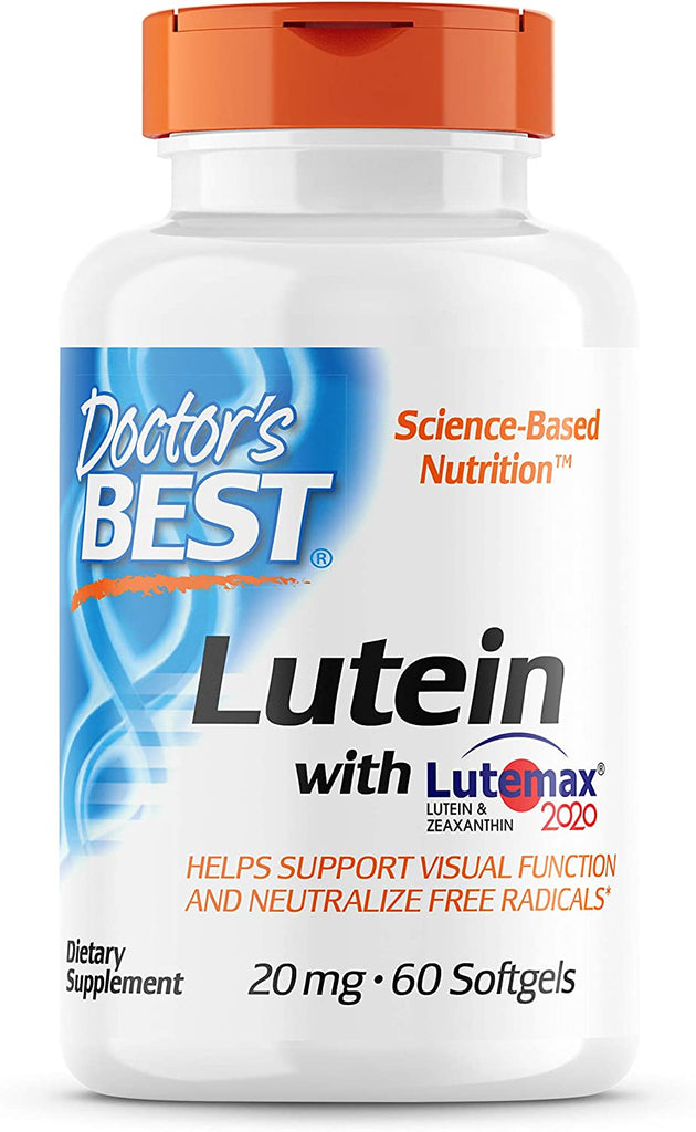 Doctor'S Best Lutein Featuring Lutemax, Non-Gmo, Gluten Free, Eye Health, 20 Mg, 60 Softgels