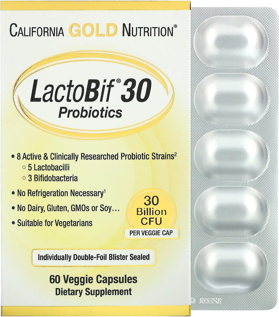 California Gold Nutrition Lactobif Probiotics, 30 Billion CFU, 60 Veggie Capsules