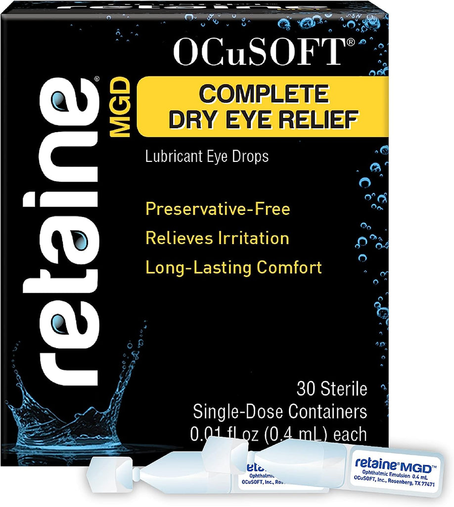 Ocusoft Retaine MGD Ophthalmic Emulsion, Milky White Solution, 30 Count Single Use Containers, 0.01 Fluid Ounce