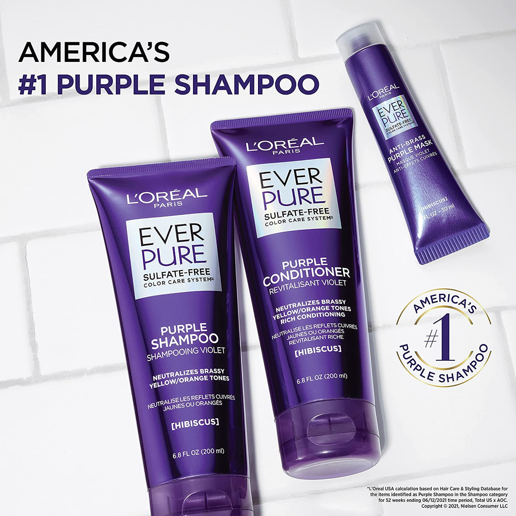 Everpure Brass Toning Purple Sulfate Free Shampoo and Conditioner, 6.8 Fl Ounce (Set of 2)