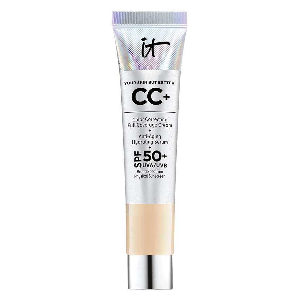 IT Cosmetics Your Skin but Better CC+ Cream, Light (W) - Color Correcting Cream, Full-Coverage Foundation, Hydrating Serum & SPF 50+ Sunscreen - Natural Finish - 1.08 Fl Oz