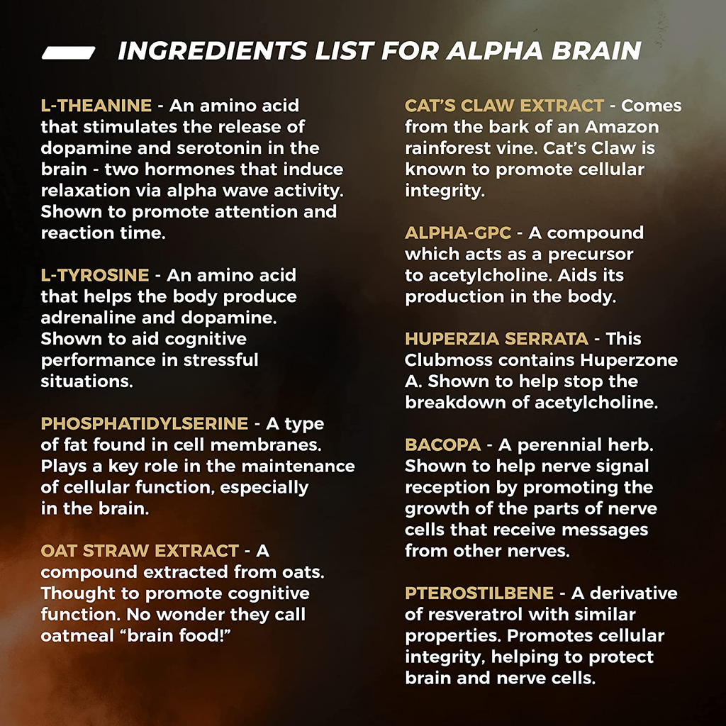 Onnit Alpha Brain Premium Nootropic Brain Supplement, 90 Count, for Men & Women - Caffeine-Free Focus Capsules for Concentration, Brain & Memory Support - Brain Booster Cat'S Claw, Bacopa, Oat Straw