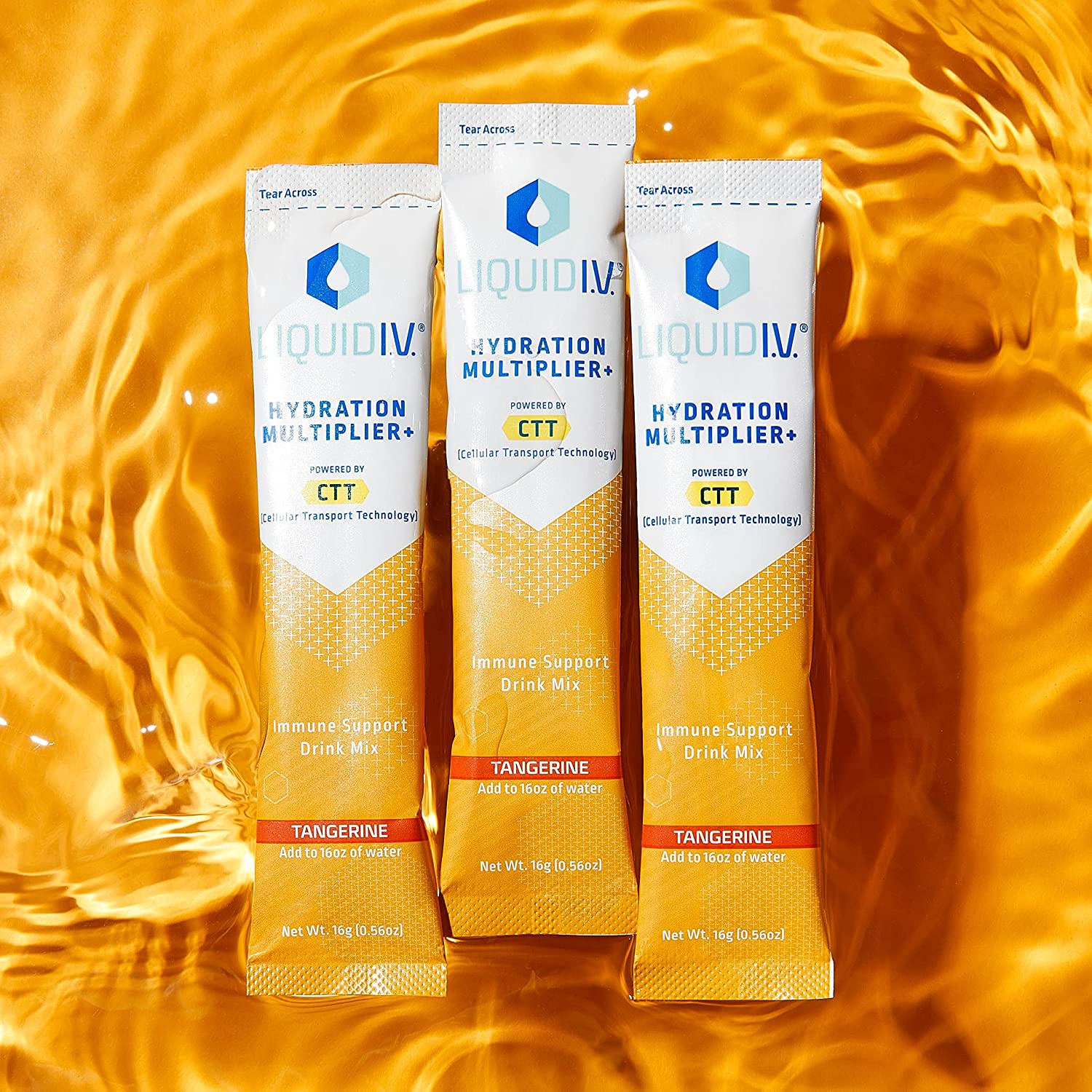 Liquid I.V. Hydration Multiplier + Immune Support, Easy Open Packets, Fresh Tangerine Flavor | 14 Sticks