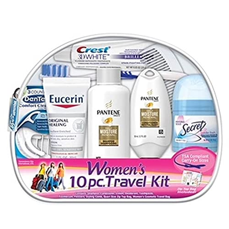 Convenience Kits International Women'S Deluxe 10 Piece Kit with Travel Size TSA Compliant Essentials Featuring: Pantene Hair Products in Reusable Toiletry Zippered Bag