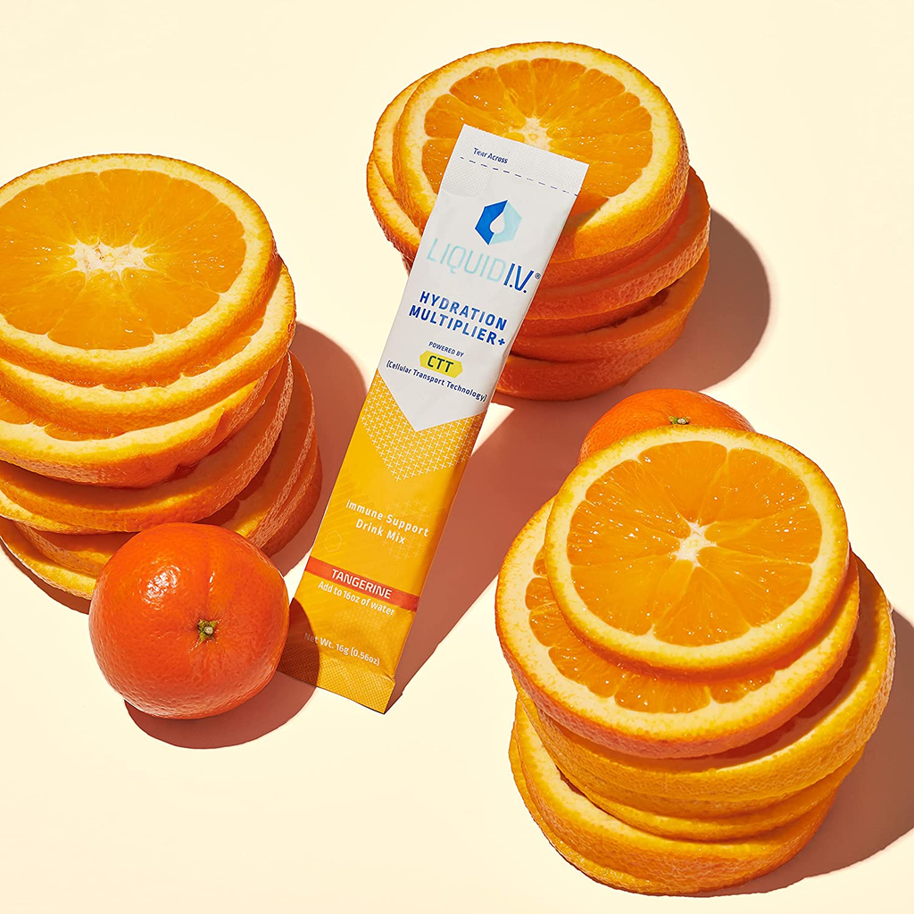 Liquid I.V. Hydration Multiplier + Immune Support, Easy Open Packets, Fresh Tangerine Flavor | 14 Sticks