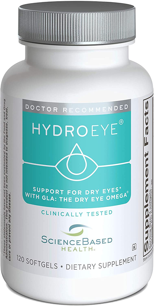 Hydroeye Softgels - Dry Eye Relief - Features GLA, EPA, DHA and Other Key Nutrients - 120 Count