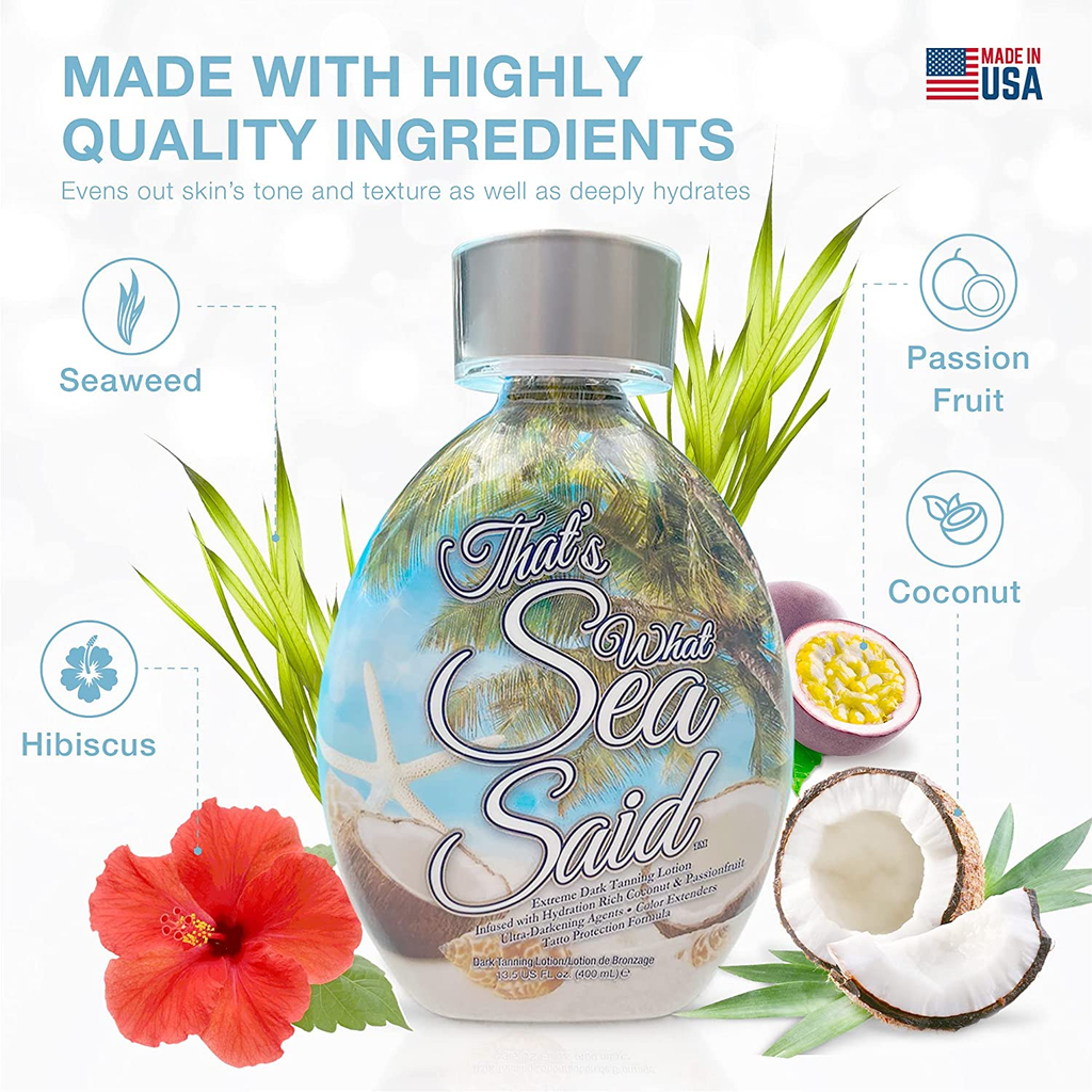 That’S What Sea Said Tanning Lotion Accelerator for Outdoor & Indoor UV Skin Tanning Beds - White Lotion, NO BRONZER! Coconut & Passion Fruit Hydrating Dark Tanning Lotion