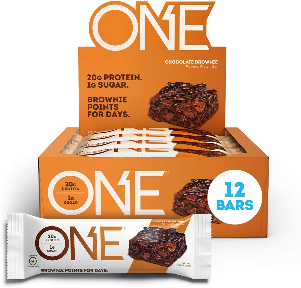ONE Protein Bars, Peanut Butter Cup, Gluten-Free Protein Bar with 20G Protein and Only 1G Sugar, Snacking for High Protein Diets, 2.12 Ounce (12 Pack)