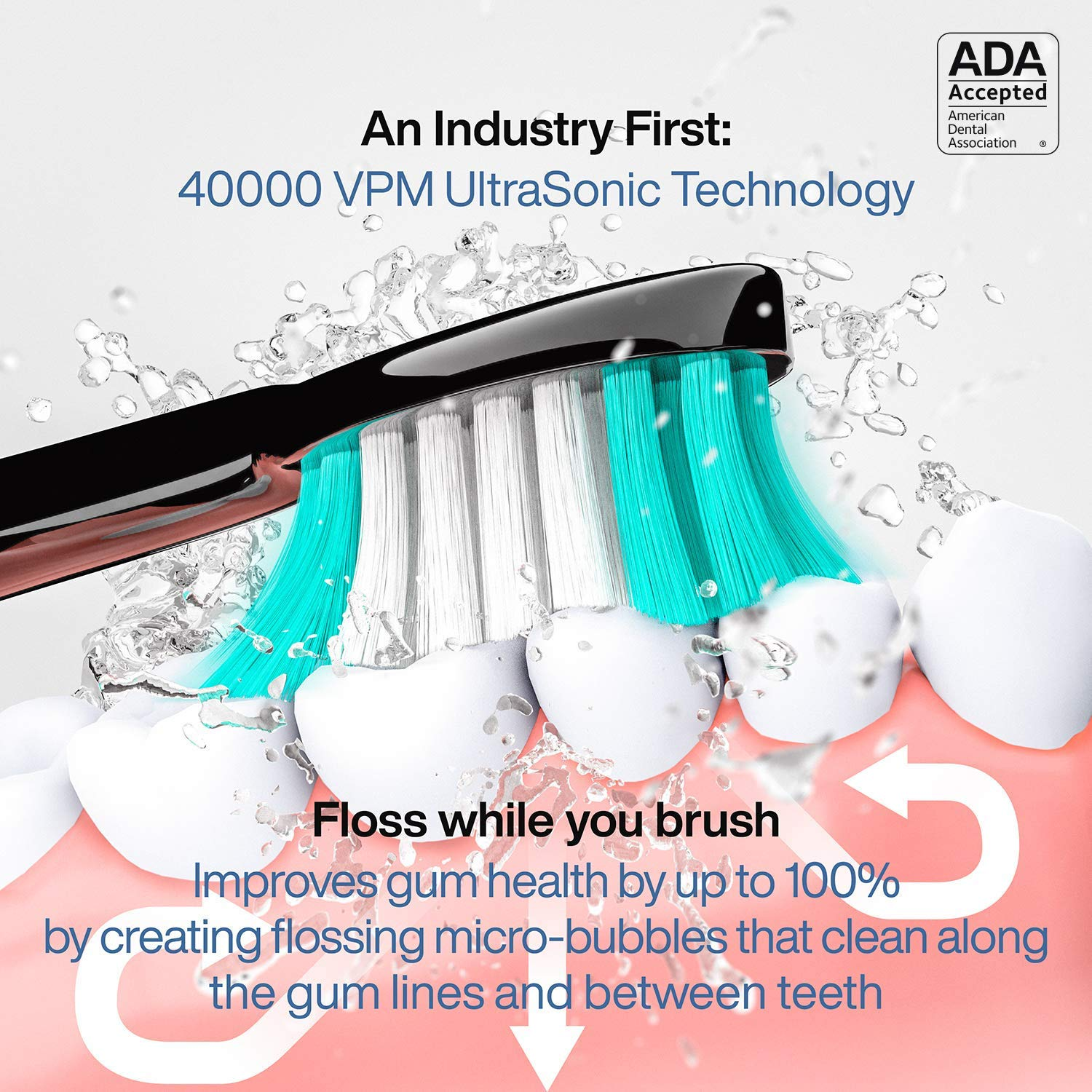 Aquasonic Black Series Ultra Whitening Toothbrush – ADA Accepted Electric Toothbrush - 8 Brush Heads & Travel Case - Ultra Sonic Motor & Wireless Charging - 4 Modes W Smart Timer - Sonic Electric