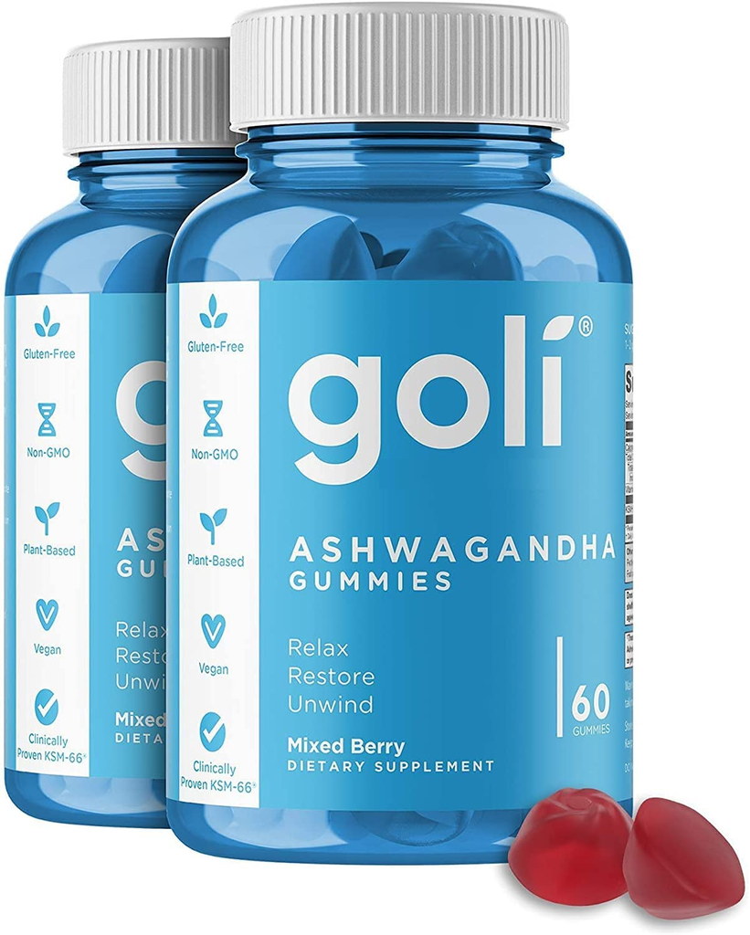 Goli® Ashwagandha & Vitamin D Gummy - 60 Count - Relax. Restore. Unwind. (Mixed Berry, KSM-66, Vegan, Plant Based, Non-Gmo, Gluten-Free & Gelatin Free)