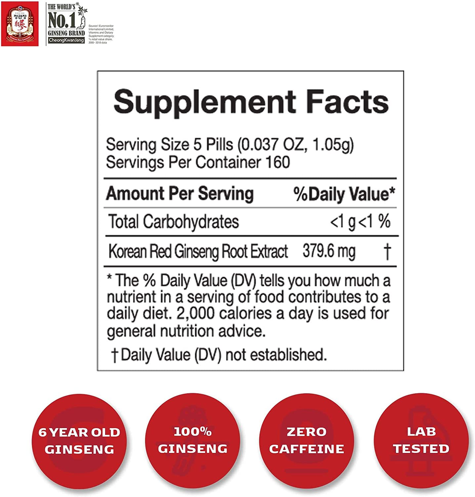 [Korean Panax Red Ginseng Extract 800 Pills] Max Strength & Energy, Performance, Boost Immunity, Health Supplement - 100% Non GMO, Gluten-Free, Herbal Supplement New Holicare`s deal