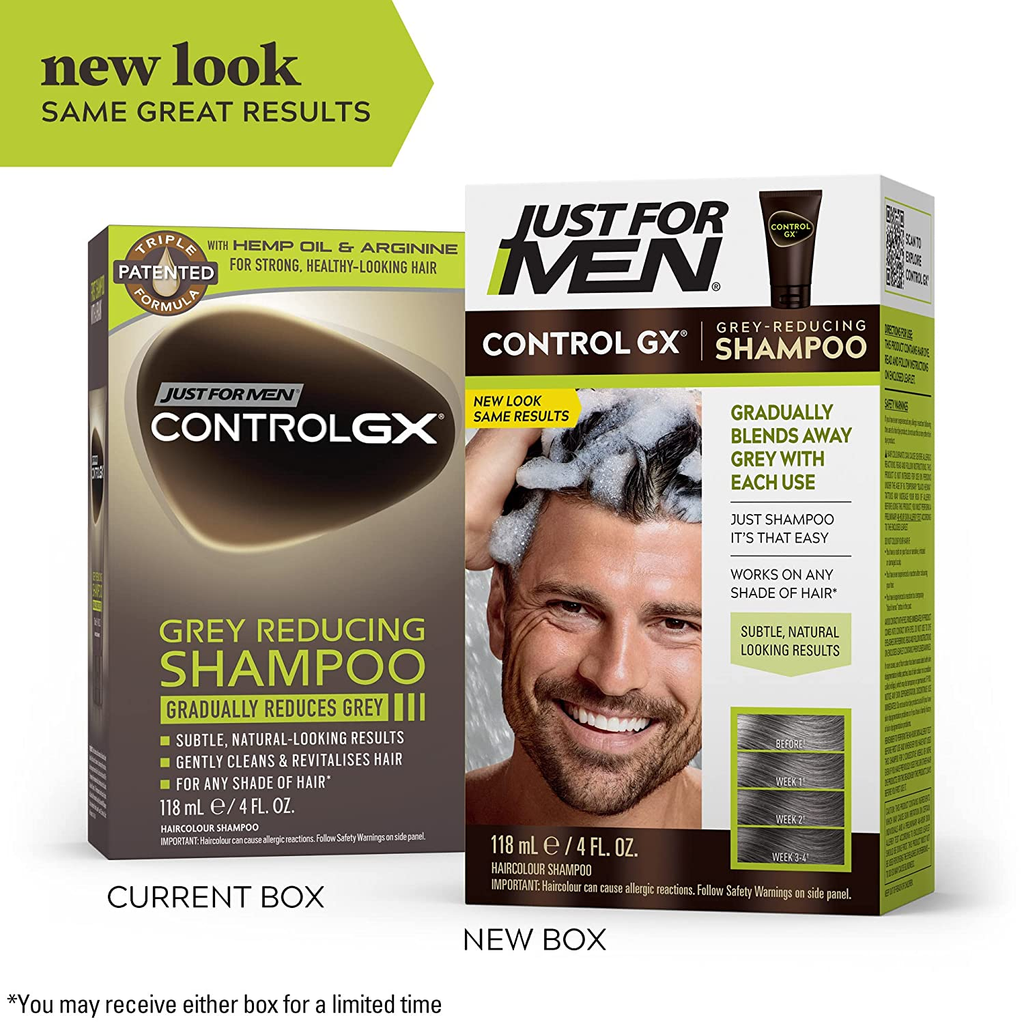 Control GX Grey Reducing Shampoo, Gradual Hair Color for Stronger and Healthier Hair, 4 Fl Oz (Pack of 1) - Packaging May Vary